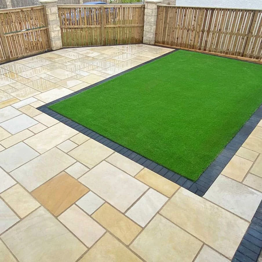 Sawn Mint Indian Sandstone Paving Slabs - Patio Kit - 20mm
